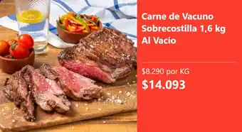Al vacío carne de vacuno sobrecostilla