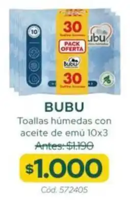 Cruz Verde Bubu toallas húmedas con aceite de emú oferta