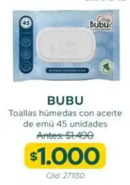 Cruz Verde Bubu toallas húmedas con aceite de emú oferta