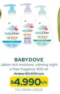 Cruz Verde Babydove jabón rich moisture, calming night o free fragance oferta