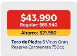 Lider Carmenere - toro de piedra 6 vinos gran reserva oferta