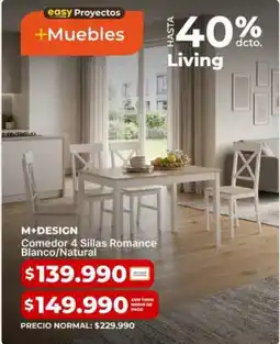 Easy Comedor 4 sillas romance blanco/natural oferta