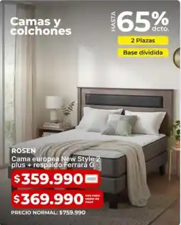 Easy Rosen - cama europea new style 2 plus + respeldo ferrar&c oferta