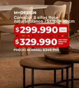 Easy Comedor 6 sillas rose natural/blanco oferta