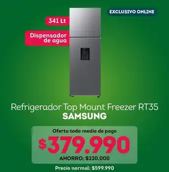 Samsung - refrigerador top mount freezer rt35