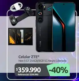 PC Factory Zte - celular neo 5 gt 256gb/8gb 5g negro liberado oferta