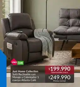 Constructor Sodimac Just home collection sofa reclinabile con maseja y calentador 1 cuerpo oferta