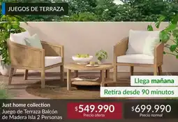 Constructor Sodimac Juego de terraza balcón de madera isla 2 personas oferta