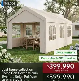 Constructor Sodimac Just home collection coldo con cortinas para evontos beige poliester oferta