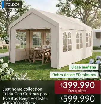 Just home collection coldo con cortinas para evontos beige poliester
