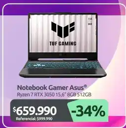 PC Factory Asus - notebook gamer oferta
