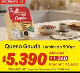 Unimarc Soprole - queso gauda 500gr oferta