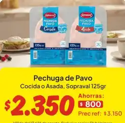 Unimarc Sopraval - pechuga de pavo cocida o asada oferta