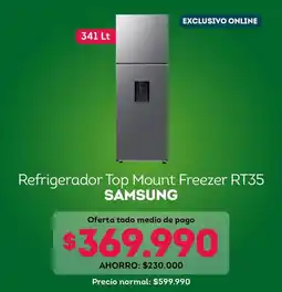 Tottus Samsung - refrigerador top mount freezer rt35 oferta