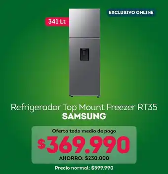 Samsung - refrigerador top mount freezer rt35