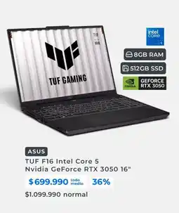 Paris Asus - tuf f16 intel core 5 nvidia geforce rtx 3050 16 oferta
