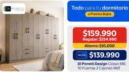 Lider Pretestin deseng closet multi 10 puertas 2 cajones mdf oferta