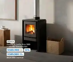 Paris Bosca - estufa a leña eco 380 + kit de instalación oferta