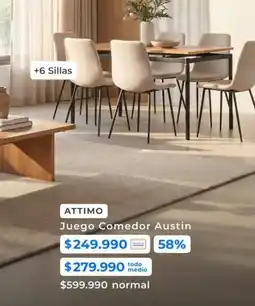 Paris Attimo - juego comedor austin 58% oferta