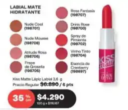 Avon Ross - labial mate hidratante oferta