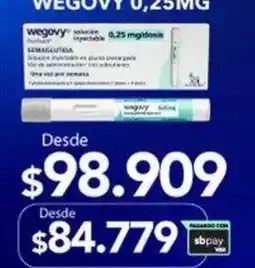 Salcobrand Wegovy 0.25mg 0.8kg oferta