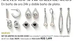 Ésika Set de aretes x6 silver code oferta