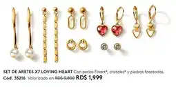 Ésika Set de aretes x7 loving heart oferta