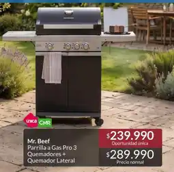 Constructor Sodimac Mr. beef - parrilla a gas pro 3 quemadores + quemador lateral oferta