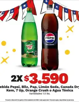 OXXO Pepsi - bebida , bilz, pap, limon soda, canada dry oragne o agua tónica oferta