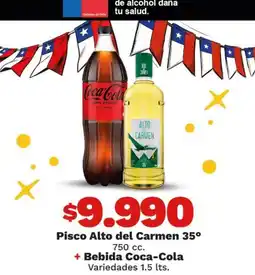 OXXO Coca cola - pisco alto del carmen 35° + bebida oferta