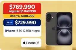 Lider Iphone 16 5g 128gb negro oferta