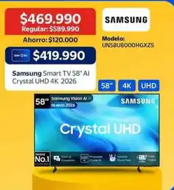 Lider Samsung - smart tv 58 ai crystal uhd 4k 2026 oferta