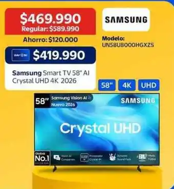 Samsung - smart tv 58 ai crystal uhd 4k 2026