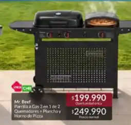 Constructor Sodimac Mr. beef - parrilla a gas 3 en 1 de 2 quemadores + plancha y horno de pizza oferta
