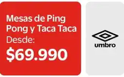 Lider Umbro - mesas de ping pong y taca taca oferta