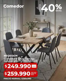 Easy Comedor 6 sillas tomas natural/ gris oferta