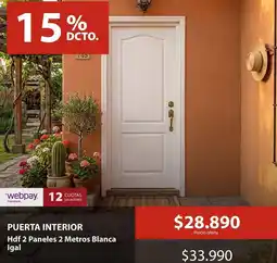 Mimbral Puerta interior hdf 2 paneles 2 metros blanca igal oferta