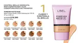 L'Bel Control - brillo inmediato, 900h hidratacion alta cobertura mate no transfer oferta