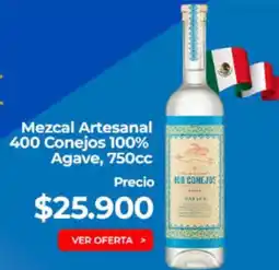 Supermercado Diez Mezcal artesanal 400 conejos 100% agave oferta