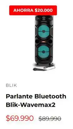 Multicentro Parlante bluetooth blik-wavemax2 oferta