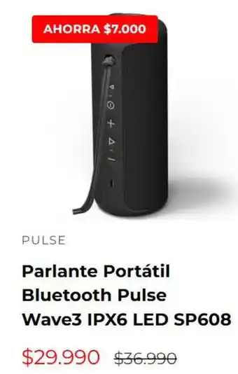 Parlante portátil bluetooth wave3 ipx6 led sp608
