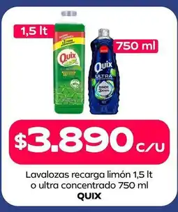 Tottus Quix - lavalozas recarga limon 1,5 lt o ultra concentrado 750 ml oferta