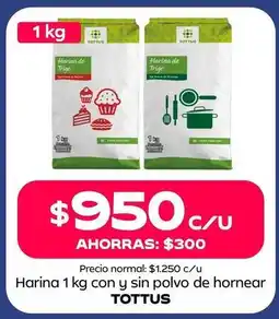 Tottus Tottus - harina 1 kg con y sin polvo de hornear oferta
