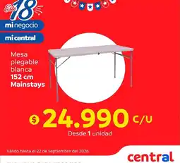 Central Mayorista Mainstays - mesa plegable blanca oferta