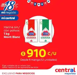 Central Mayorista Mont blanc - harina sin/ con polvos oferta