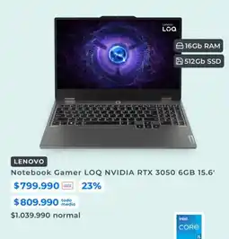 Paris Lenovo - notebook gamer loq nvidia rtx 3050 6gb 15.6' oferta