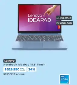 Paris Lenovo - notebook ideapad 15.3' touch oferta