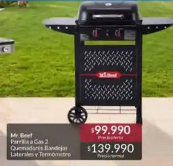 Mr. beef - parrilla a gat 2 quemadores, bandeja: lateralés y termometro