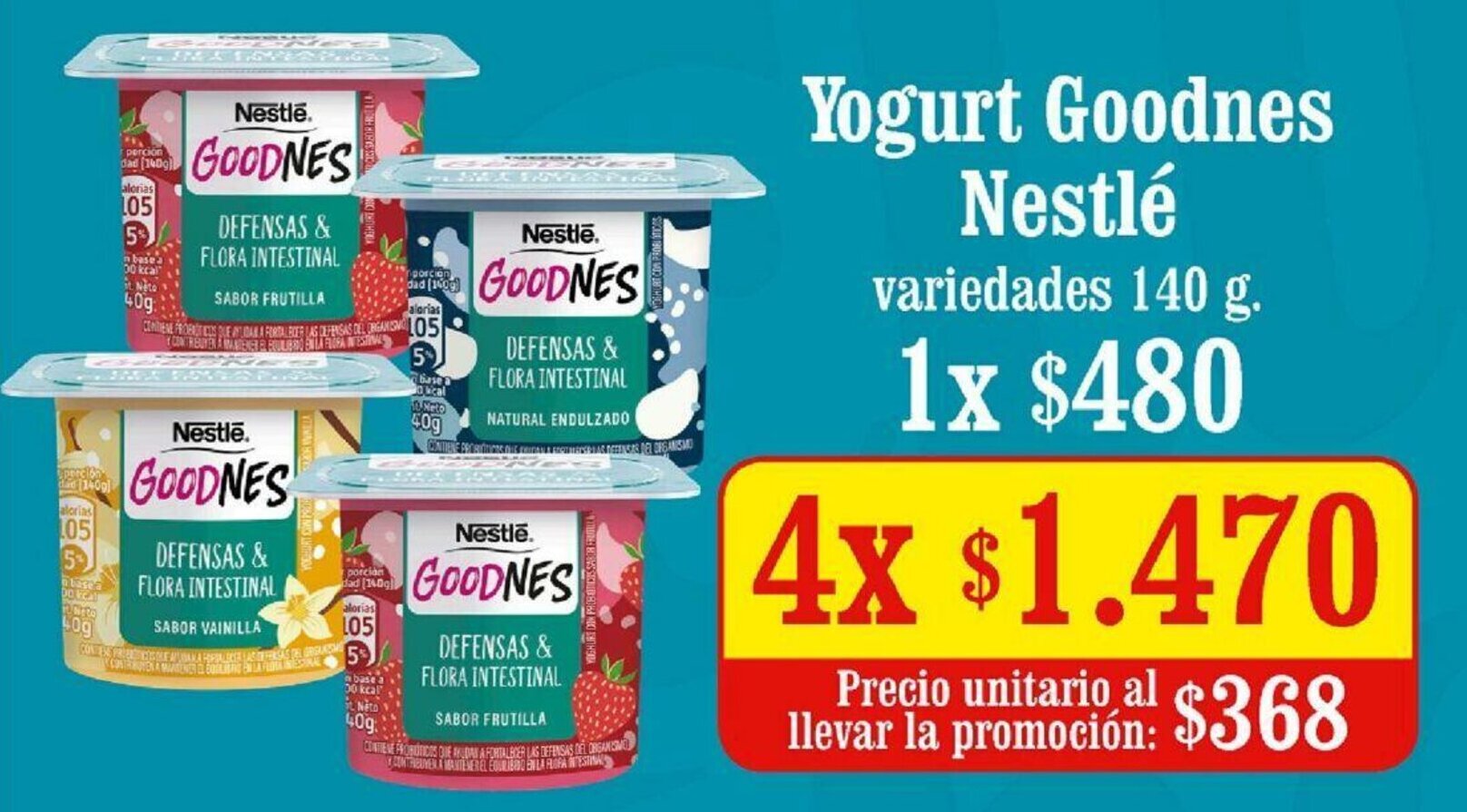 Yogurt Goodness Nestlé 4x140g oferta en Unimarc