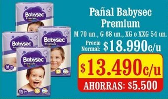 Unimarc Pañal Babysec Premium M-70 un., G-68 un., XG o XXG 54 un. oferta